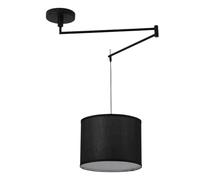BARCELONA LED Neck Suspension Articulée E27 Noire Orientable | Métal, Abat-Jour Textile, Bras Mobile, Base Pivotante, Hauteur Réglable, Salon, Chambre, Entrée, 220-240V AC, IP20