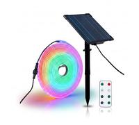BARCELONA LED Ruban LED Solaire Extérieur 10M 40W avec Télécommande RGB + Blanc Chaud 2700K IP65 Étanche Éclairage Solaire Sans Fil Jardin Terrasse Décoration Extérieure