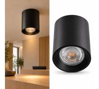 BARCELONA LED Support Tubulaire GU10 Noir Ø65x85mm Polycarbonate IP20 | Finition Mate Élégante, Pose En Plafond, Forme Cylindrique Décorative, Espaces Résidentiels, Structure Légère