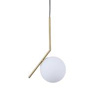 BARCELONA LED Suspension Boule en Verre Doré E27, Corps en Métal Aluminium et Abat-jour en Verre Opalin, Style Nordique Moderne Japonais Industriel et Classique pour Salon Salle à Manger Chambre