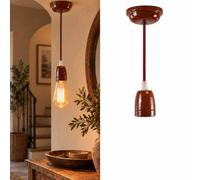 BARCELONA LED Suspension Céramique E27 Marron 1090x100mm | Câble Textile 1 m, Rosace Et Douille, Hauteur Réglable, Pour Cuisine Salle À Manger Chambre Bar Et Salon