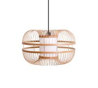 BARCELONA LED Suspension En Bambou Noir | Abat-Jour Naturel, Inspiration Japonaise, Ø40 cm, Hauteur 25 cm, Max. 60W, Intérieur