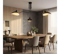 BARCELONA LED Suspension Industrielle Noire Vintage avec 3 Abat-jours, Détails Dorés et Cuivrés, Style Moderne et Rétro Minimaliste, Idéale Salle à Manger, Cuisine, Salon et Chambre