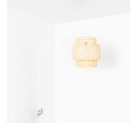 BARCELONA LED Suspension Jensen En Osier Ø50 Cm E27 Blanche | Câble 3,38 m, interrupteur intégré, fiche Schuko, 2 crochets réglables, hauteur 40 cm, jusqu'à 60 W, usage intérieur