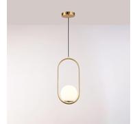 Barcelona LED suspension JOHN E27 en doré, design minimaliste et élégant avec structure en aluminium et boule en verre opalin Ø15 cm, style classique, moderne et luxueux