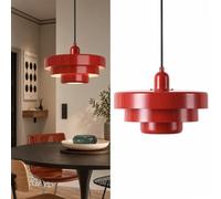 BARCELONA LED Suspension MACARRON Rouge E27 Style Bauhaus | Métal, Ø350 mm, câble réglable, 40W max., rouge intense, salon, salle à manger, chambre, restaurant