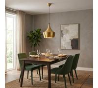BARCELONA LED Suspension Nordique Helga E27 en Aluminium avec Intérieur Doré, Lampe Suspendue Réglable en Hauteur Câble 90 cm, Luminaire Plafond pour Salon, Salle à Manger, Cuisine, Café et Restaurant