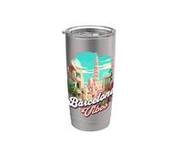 Barcelona Spain Vibes Souvenir vintage Gobelet isotherme en acier inoxydable double paroi