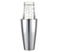 BarCraft Boston Shaker à Cocktail Gradué en ML/oz avec Recettes Imprimées, Verre/Acier Inoxydable, 400 ML