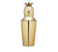 Barcraft Shaker à Cocktail Ananas avec Recette, Acier Inoxydable, Effet laiton, 325 ml