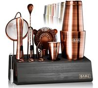 BARE BARREL® Mixology Kit de bar pour barman | Ensemble shaker à cocktail 14 pièces | Outils de mélange pour barman à domicile | Comprend 35 cartes de recettes | Coffret cadeau (shaker Boston de 793,8