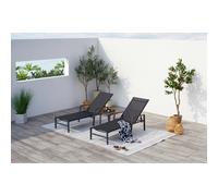 Bari lot de 2 transats et une table d'appoint noir