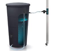 Baril de pluie 200l en plastique lisse couleur anthracite 60 (longueur) x 60 (largeur) x 106,6 (hauteur) cm + Set d'accessoires icanset7