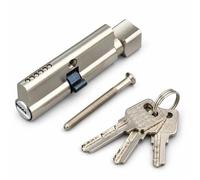 Barillet de Serrure à Bouton,Cylindre de Serrure E Cylindre De Serrure De Porte En Aluminium, Tour De Pouce 35/35 for Portes UPVC Avec 3 Clés(Silver)