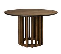 BARLET - Table de repas ronde en bois de noyer D120 Marron