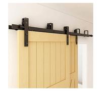 Barn Door Hardware Kit, Kit de quincaillerie for porte grange dérivation 153 à 422cm, système Rail suspendu for coulissante, rail rouleaux en forme J for Double(274cm 9FT rail kit)