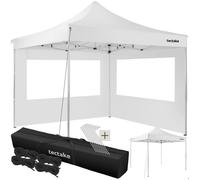 Barnum - TECTAKE - Tonnelle OLIVIA en aluminium, pliante et réglable, avec 2 protections latérales, 3 x 3 m - Blanc