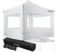 Pavillon de jardin pliable en aluminium 3 x 3 m avec 4 parois latérales - blanc