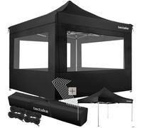 Pavillon de jardin pliable en aluminium 3 x 3 m avec 4 parois latérales - noir