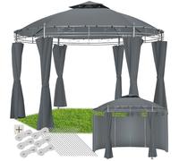 Barnum - TECTAKE - Tonnelle SIANA avec 6 parois latérales en tissu déperlant, cordes et piquets inclus, Ø 3,5 m - Gris anthracite