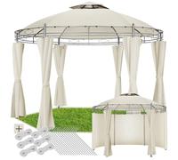 Barnum - TECTAKE - Tonnelle SIANA avec 6 parois latérales en tissu déperlant, cordes et piquets inclus, Ø 3,5 m - Crème