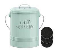Barnyard Designs Poubelle à Compost décorative avec Couvercle pour comptoir de Cuisine, récipient de composteur Alimentaire, Petit Seau à Compost d'intérieur, 4,5 l, Acier galvanisé, 18 x 24 cm,