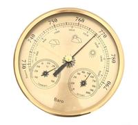 Baromètre 3 en 1 Or 130mm pour Intérieur Extérieur - Thermomètre Hygromètre Mural Précis pour déco