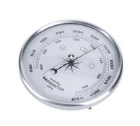 Baromètre analogique rond avec face de référence pour la pression de l'air | Cadre en métal blanc, 13 cm / 5.1in, instrument décoratif, étagère d'étude