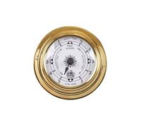 Baromètre mural horloge - Thermomètre et hygromètre Boîtier laiton poli - Intérieur et extérieur - 3 8 pouces