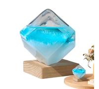 Baromètre Strom Glass - Prévisions Météo En Verre Tempête | Forme De Cube | Bouteille De Prévisions Météo À Cristaux Avec Socle En Bois