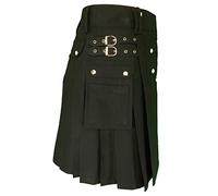 BaronHong Kilt Écossais pour Homme Kilt Utilitaire Tartan Traditionnel des Highlands (Noir, 42-44)