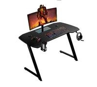 Baroni Home 120 x 60 x 73 cm Bureau Gamer pour Ordinateur avec Porte Verre et Crochet pour Casque, Table de Jeu pour PC Ergonomique en MDF et Acier, Bureau Support pour Moniteur