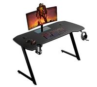 Baroni Home 140 x 60 x 73 cm Bureau Gamer pour Ordinateur avec Porte Verre et Crochet pour Casque, Table de Jeu pour PC Ergonomique en MDF et Acier, Bureau Support pour Moniteur