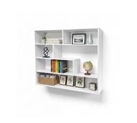 Baroni Home Bibliothèque Design Moderne, Étagère Verticale en Zigzag, Étagère Porte-Livres pour Salon, Chambre, Bureau, Montage Facile, 19,5 x 94 x 80 cm (4 Niveaux Blanc)