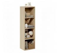 Baroni Home Bibliothèque en cubes modulaire, étagère modulaire multifonction pour salon, chambre et entrée, design moderne, montage simple, naturel 4 étagères, 24 x 31 x 106 cm