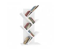 Baroni Home Bibliothèque en Forme d'arbre, Peu encombrant, à 4 étagères, étagère Verticale à Poser au Sol, pour Salon, Bureau et Chambre d'enfant, 18 x 30 x 60 cm, Blanche