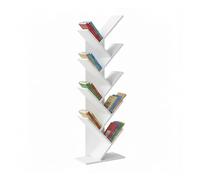 Baroni Home Bibliothèque en Forme d'arbre, Peu encombrant, à 8 étagères, étagère Verticale à Poser au Sol, pour Salon, Bureau et Chambre à Coucher, 20 x 40 x 127 cm, Blanche