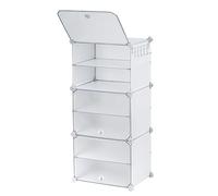 Baroni Home Boîtes à Chaussures Empilables Gain de Place, Conteneurs Organisateur de Chaussures 4 Compartiments, Organisateurs Modulaires Dressing, Couloir, Jusqu'à la Taille 44, Blanc, 44x32x96 cm