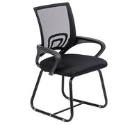 Baroni Home Chaise de bureau avec accoudoirs avec dossier ergonomique en toile respirante, fauteuil à bascule pour salles d'attente et conférences, charge 130 kg, noir avec pieds noirs, 46 x 50 x 88