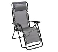 Baroni Home Chaise Longue de Jardin Zero Gravity, Fauteuil Relax avec Appui-Tête Rembourré, Transat d’été en Accier Allié, Chaise d’Extérieur Confortable, 165x65x11 cm, Gris