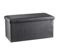 Baroni Home Coffre pliant, boîte de rangement, pouf repose-pieds 76 x 38 x 38 cm, simili cuir, noir
