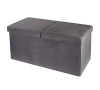 Baroni Home Coffre Rectangulaire en Velours pour Salon avec Couvercle Ouvrable, Repose-pieds pour Chambre, Tabouret de Rangement Pliant Rembourré, 76X38X38 cm, Gris Foncé