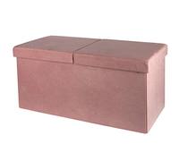 Baroni Home Coffre Rectangulaire en Velours pour Salon avec Couvercle Ouvrable, Repose-pieds pour Chambre, Tabouret de Rangement Pliant Rembourré, 76X38X38 cm, Rose Poudré