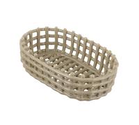 Baroni Home Corbeille à objets tressée multi-usages en céramique, Porte-fruits, Centre de table, Vide-poche Ovale Taupe 25x17x8 cm