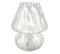 Baroni Home Lampe de Table en Verre à Piles, Lampe de Chevet et de Salon, Lampe de Bureau Design Moderne, 15x15x18 cm, Champignon Blanc