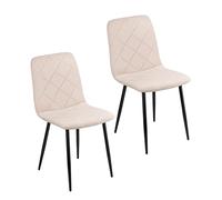 Baroni Home Lot de 2 Chaises Modernes avec Revêtement en Velours et Pieds en Fer Noir, Fauteuil pour Salon, Chambre, Salle à Manger, 52x44x85 cm, Beige