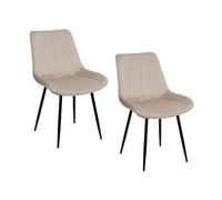 Baroni Home Lot de 2 Chaises Modernes Revêtement en Velours et Pieds en Acier Noir, Fauteuils Ergonomiques de Salon, Chambre à Coucher, Salle à Manger, Beige 2 Pièces, 53x86x44 cm