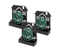 Baroni Home Lot de 3 Support Spirale Anti-Moustiques en Métal Porte-Encens, Porte-Zampiron en Métal pour Intérieur et Extérieur, Porte-Anti-Moustiques, Maison Noire, 17x5x18 cm