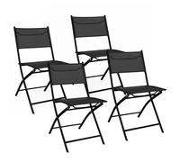 Baroni Home Lot de 4 chaises d'extérieur pliables, sièges de jardin pliables avec tissu imperméable et respirant, chaises peu encombrantes pour balcon, terrasse et camping, 45 x 45 x 80 cm (noir)