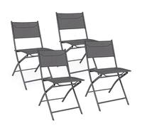Baroni Home Lot de 4 chaises d'extérieur pliables, sièges de jardin pliables avec tissu imperméable et respirant, chaises peu encombrantes pour balcon, terrasse et camping, 45 x 45 x 80 cm (gris)